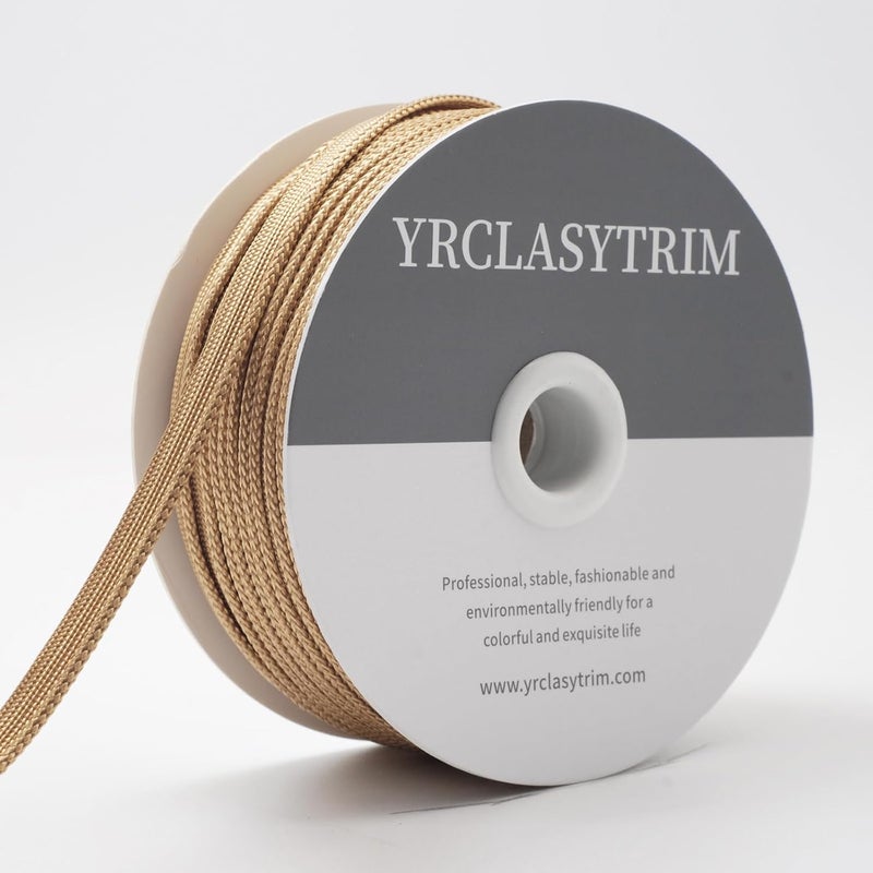 YRCLASYTRIM 0.35inch,(55Yards) Sewing Piping Trim,Shining Polyesterter Cord Trim,for Sewing Clothing,Hometextile, Decoration DIY Crafts Edge Piping Embellishments,30Colour (Light Brown) - Image 3